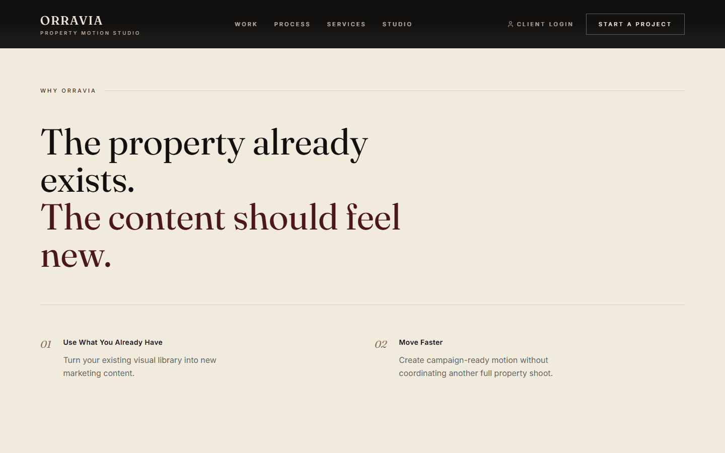 Orravia: The property already exists. The content should feel new.